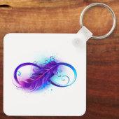Oneindig met paarse veer sleutelhanger (Achterkant)