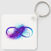 Oneindig met paarse veer sleutelhanger (Achterkant)