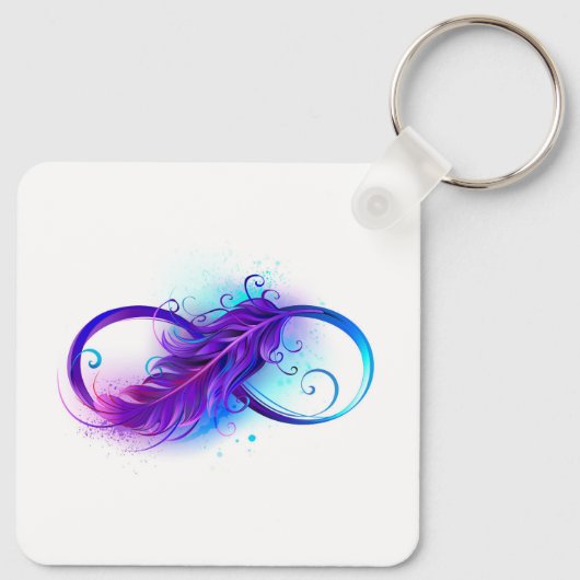 Oneindig met paarse veer sleutelhanger (Achterkant)