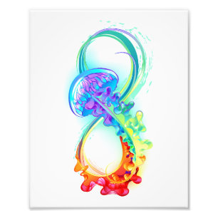 Oneindig met regenboogkwal foto afdruk