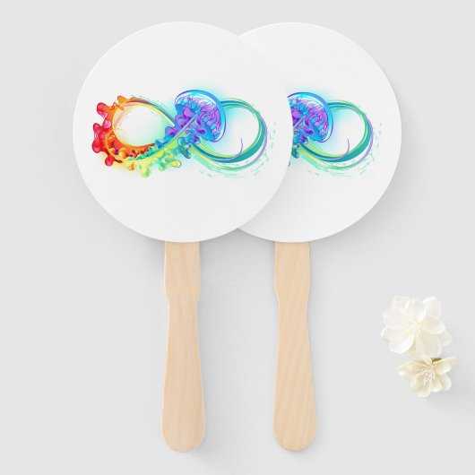 Oneindig met regenboogkwal handwaaier (Voorkant en achterkant)