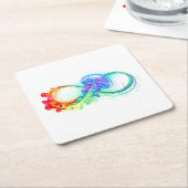 Oneindig met regenboogkwal kartonnen onderzetters (Schuin)