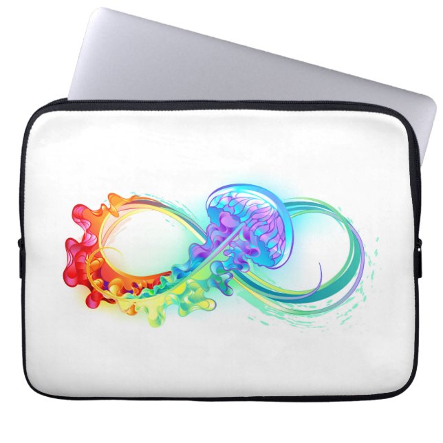 Oneindig met regenboogkwal laptop sleeve (Voorkant)