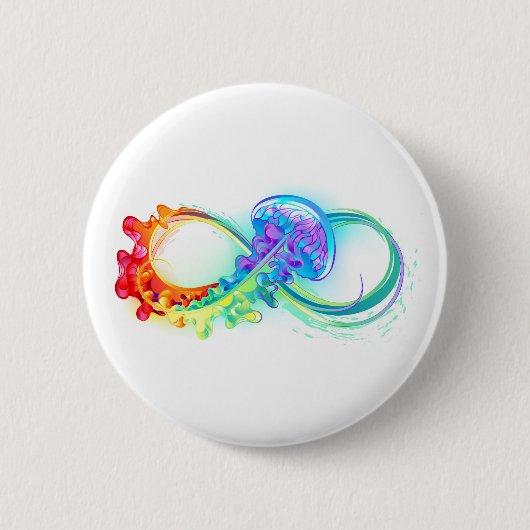 Oneindig met regenboogkwal ronde button 5,7 cm (Voorkant)