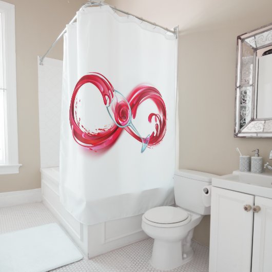 Oneindig met rode wijn douchegordijn (In situ)