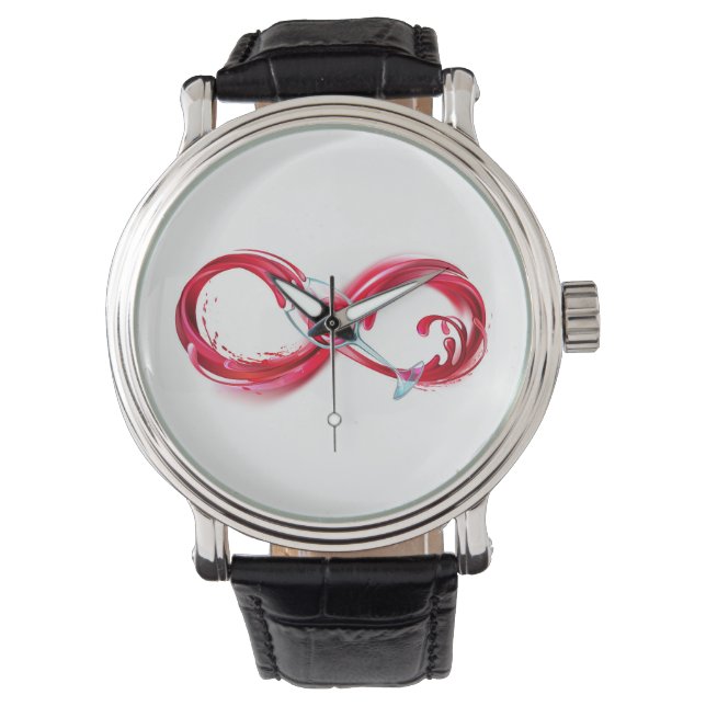 Oneindig met rode wijn horloge (Voorkant)