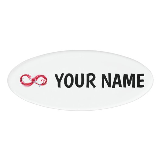 Oneindig met rode wijn naambadge (Voorkant)