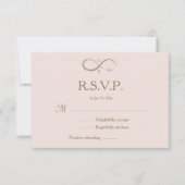 Oneindig Monogram Elegant Blush Roze Trouw RSVP Kaart (Voorkant)