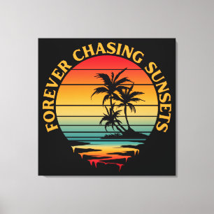 ONEINDIG NA JACHTEN OP ZONSONDERGANGEN CANVAS AFDRUK