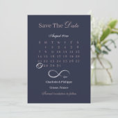 Oneindig Navy Blush Agenda Save The Date Trouwen Kaart (Staand voorkant)