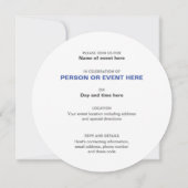 Oneindig Ronde Uitnodiging in Blauw en Wit (Achterkant)