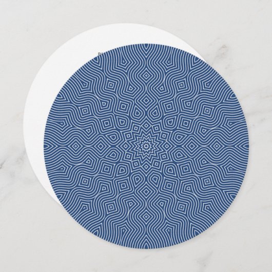 Oneindig Ronde Uitnodiging in Blauw en Wit (Voorkant / Achterkant)