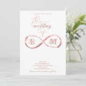 Oneindig rose goud romantische monogram calligrafi kaart (Staand voorkant)