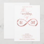 Oneindig rose goud romantische monogram calligrafi kaart (Voorkant / Achterkant)