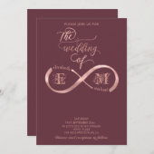 Oneindig roze goud romantische monogram kalligrafi kaart (Voorkant / Achterkant)