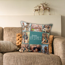 Oneindige BFF's Foto Grid Teal Deco Kussen