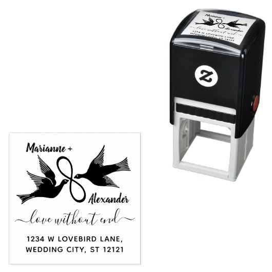 Oneindige Bruiloft Liefdesduif | Retouradres Aange Zelfinktende Stempel (In situ)