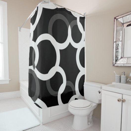 Oneindige Cirkel Zwart/Wit Douchegordijn (In situ)