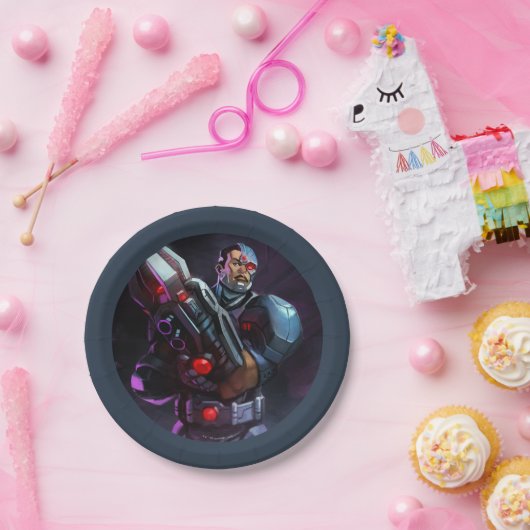 Oneindige Crisis Cyborg illustratie Papieren Bordje (Feest)