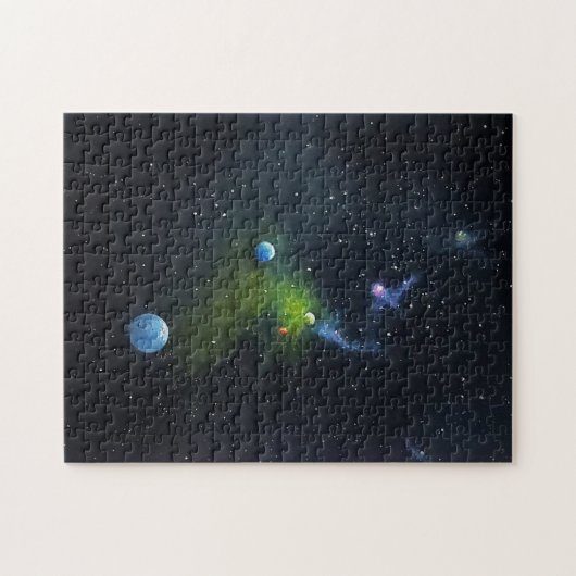 Oneindige diepe ruimte, puzzel, planeten, ster legpuzzel (Horizontaal)