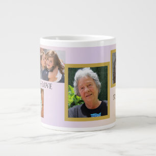 Oneindige familie 5-foto eerbetoon met huisdier grote koffiekop