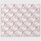 Oneindige Harten Rood op Wit Cadeaupapier (Vlak)
