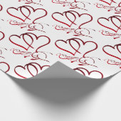 Oneindige Harten Rood op Wit Cadeaupapier (Hoek)