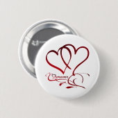 Oneindige Harten Rood op Wit Ronde Button 5,7 Cm (Voorkant /achterkant)