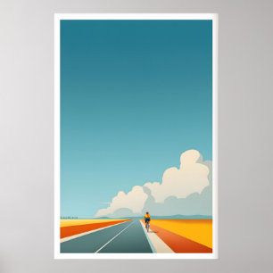 Oneindige Horizonritposter - Eenzame Fietser Poster