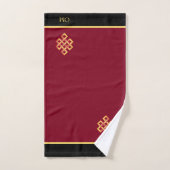 Oneindige knoop & monogram op bordeauxrood bad handdoek (Handdoek)