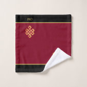 Oneindige knoop & monogram op bordeauxrood bad handdoek (Wasdoekje)
