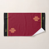 Oneindige knoop & monogram op bordeauxrood bad handdoek (Handdoek)