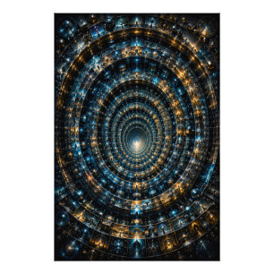 Oneindige Kosmische Micro Mozaïek Tunnel 3D Poster