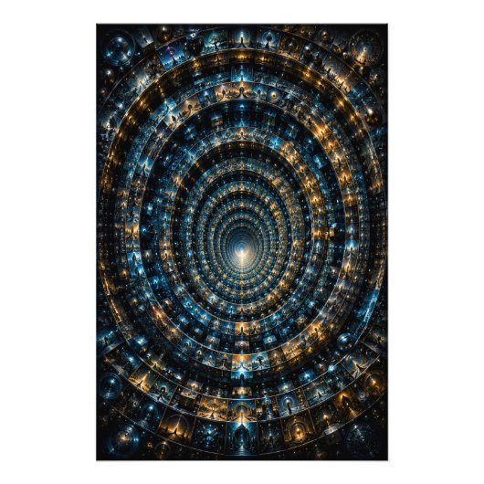 Oneindige Kosmische Micro Mozaïek Tunnel 3D Poster (Voorkant)