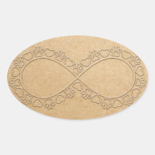 Oneindige Liefde Hond Pootafdruk Ovale Sticker