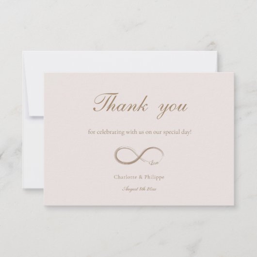 Oneindige Liefde Roze Gouden Trouw Dank Je Kaart (Voorkant)