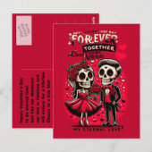 Oneindige liefde skelet oude school tattoo stijl briefkaart (Voorkant / Achterkant)