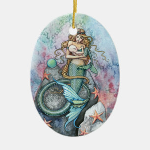 Oneindige liefde Zeemeermin Moeder en Baby Versier Keramisch Ornament