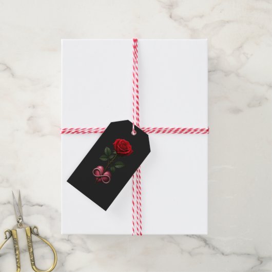 Oneindige Liefdesroos Cadeaulabel (Met Touw)