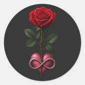 Oneindige Liefdesroos Ronde Sticker (Voorkant)