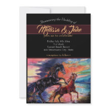 Oneindige lucht romantische waterverf paarden 