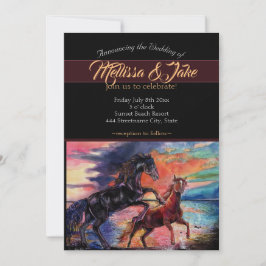 Oneindige lucht romantische waterverf paarden  kaart