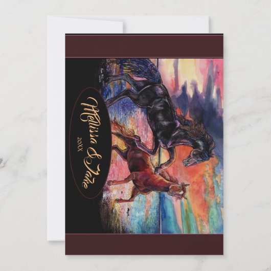 Oneindige lucht romantische waterverf paarden  kaart (Achterkant)