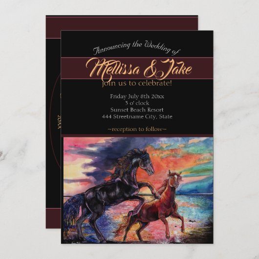 Oneindige lucht romantische waterverf paarden  kaart (Voorkant / Achterkant)