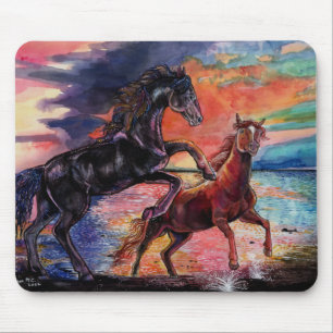 Oneindige lucht waterverf paarden muismat