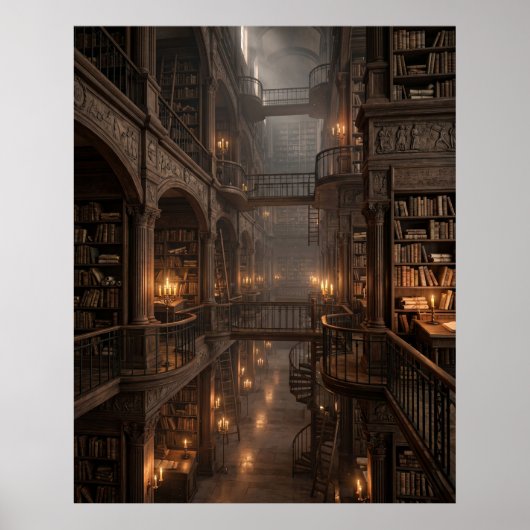 Oneindige Oude Archiefhal Poster (Voorkant)
