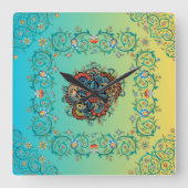 Oneindige pracht: Mehndi groene bloemsierkunst Vierkante Klok (Voorkant)