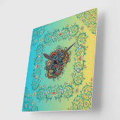 Oneindige pracht: Mehndi groene bloemsierkunst Vierkante Klok (Hoek)