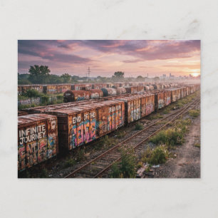 Oneindige Reis Stedelijke Ruïnes Graffiti Trein Briefkaart