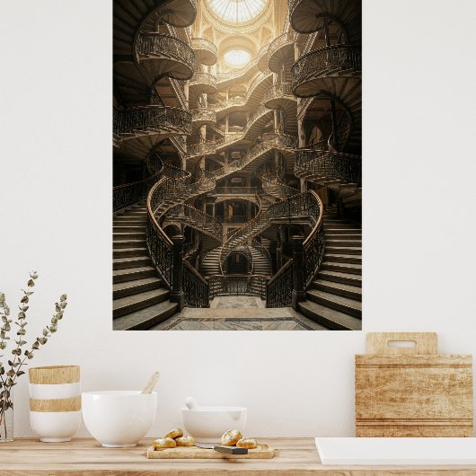 Oneindige Trap Groot Architectuur Poster (Keuken)